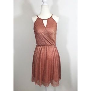 Charlotte Russe rose gold wrap party dress